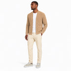 Men’s Textured Open-Front Cardigan Patch Pockets Relaxed Fit