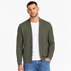 Men’s Textured Open-Front Cardigan Patch Pockets Relaxed Fit