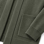 Men’s Textured Open-Front Cardigan Patch Pockets Relaxed Fit