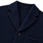 Men’s Textured Knitted Blazer Notched Lapels Button Front Relaxed Fit