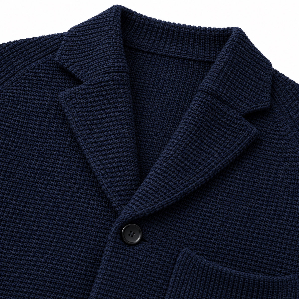 Men’s Textured Knitted Blazer Notched Lapels Button Front Relaxed Fit