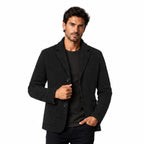 Men’s Textured Knitted Blazer Notched Lapels Button Front Relaxed Fit