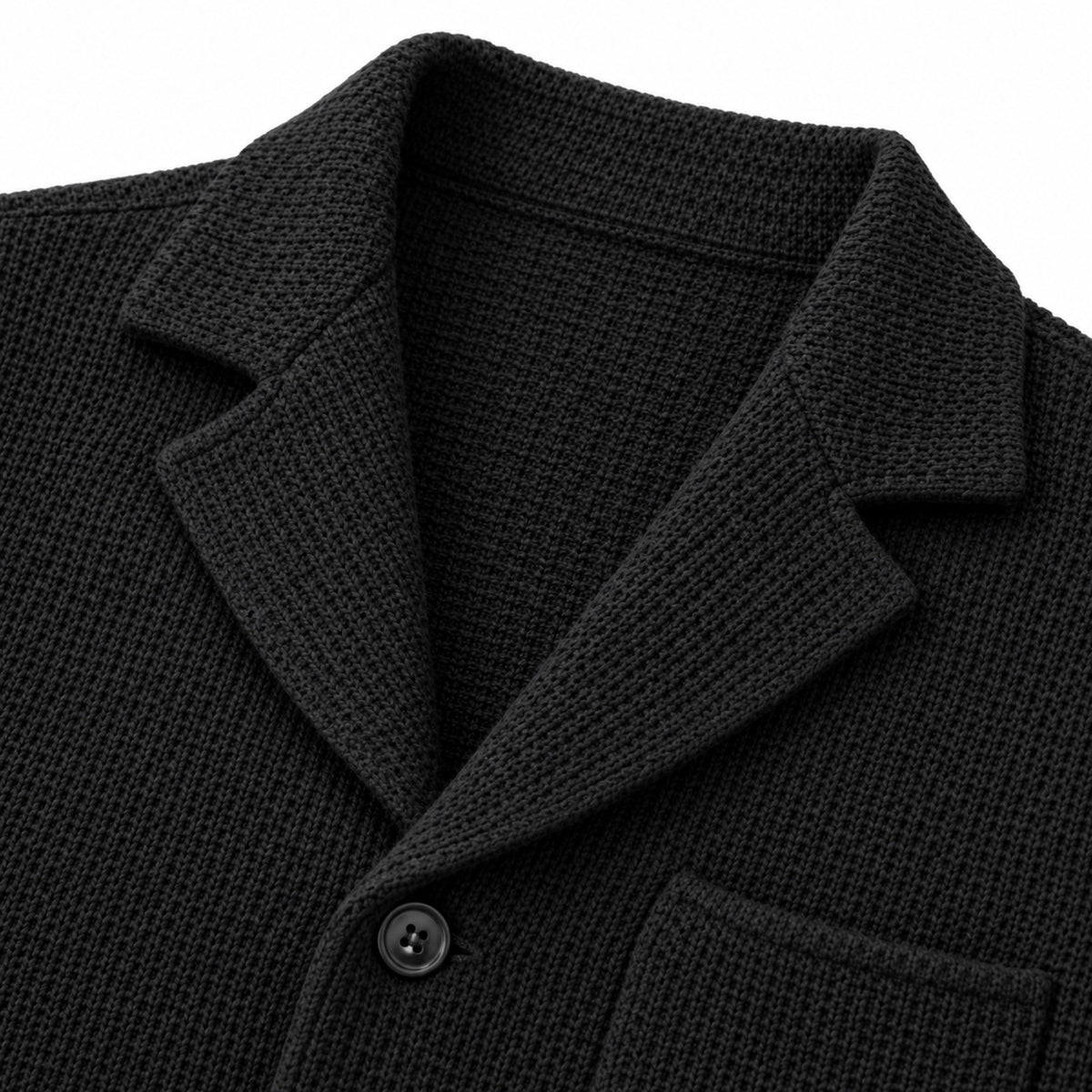 Men’s Textured Knitted Blazer Notched Lapels Button Front Relaxed Fit