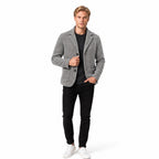 Men’s Knitted Cardigan Blazer Textured Weave Notch Lapels