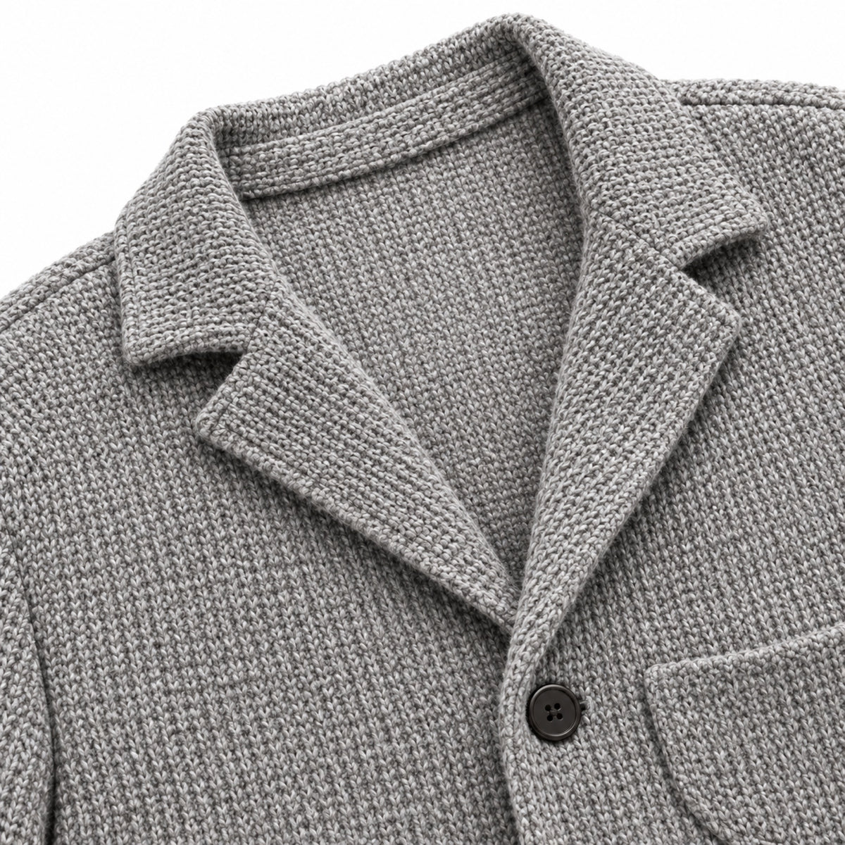Men’s Textured Knitted Blazer Notched Lapels Button Front Relaxed Fit