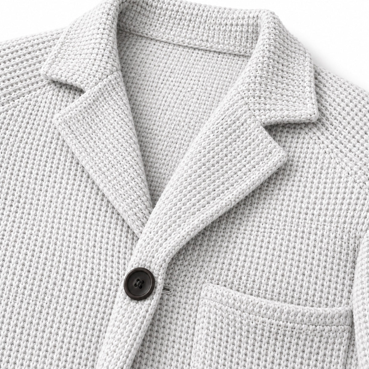 Men’s Textured Knitted Blazer Notched Lapels Button Front Relaxed Fit