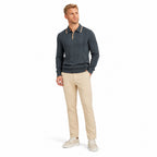 Men’s Vertical Rib Knitted Polo Jumper Contrast Trim Regular Fit