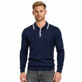 Men’s Vertical Rib Knitted Polo Jumper Contrast Trim Regular Fit