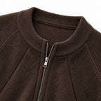 Men’s Brushed Knit Full-Zip Jumper Ribbed Collar Relaxed Fit