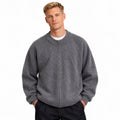 Men’s Brushed Knit Full-Zip Jumper Ribbed Collar Relaxed Fit