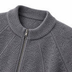 Men’s Brushed Knit Full-Zip Jumper Ribbed Collar Relaxed Fit