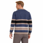Men’s Striped Open-Front Knitted Cardigan Ribbed Trim Relaxed Fit