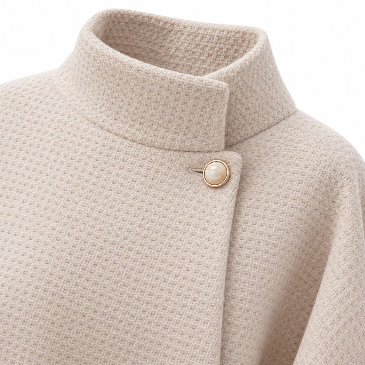 Women's cape coat - Apricot collar detail
