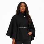 Women's cape coat - Black front view