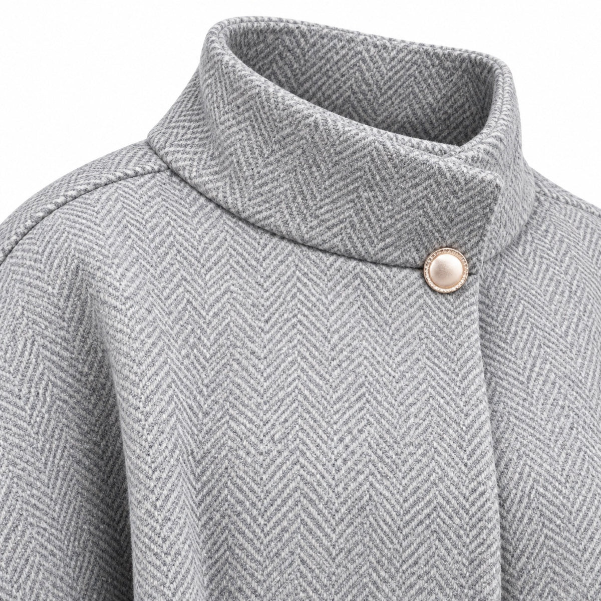 Women's cape coat - Grey collar detail