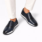 Men's brogue trainers - Blue on-feet detail