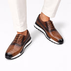 Men's brogue trainers - Brown on-feet detail