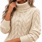 Women's cable-knit jumper - Apricot knit detail