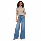 Women's cable-knit jumper - Khaki full view