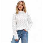 Women's cable-knit jumper - White front view