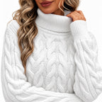 Women's cable-knit jumper - White knit detail