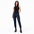Women's coated cargo joggers - Dark Blue full view