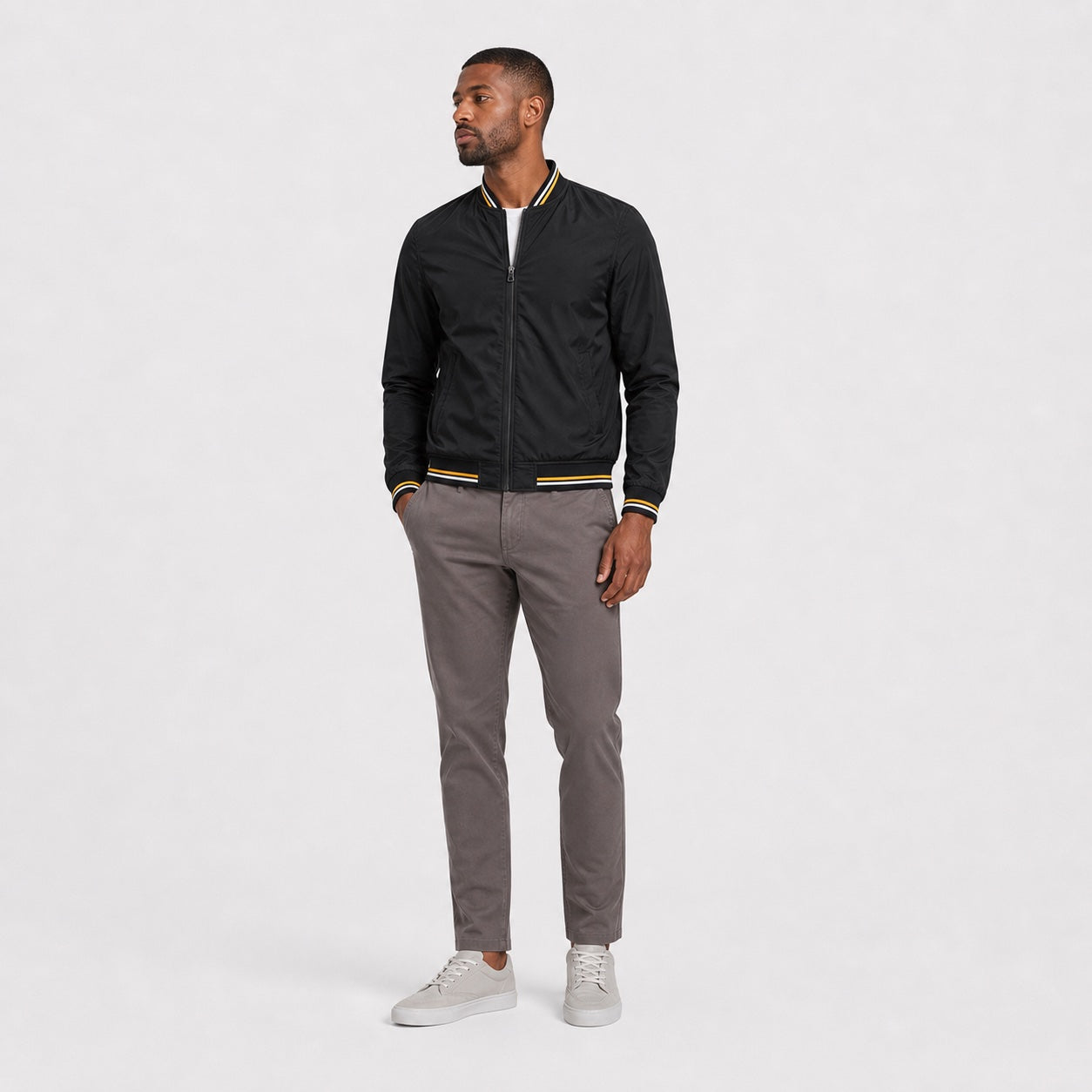 Men's bomber jacket in Black front view