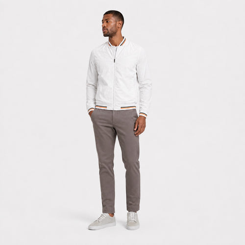 Men's bomber jacket in White front view