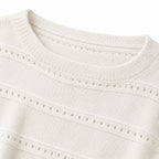 Women's openwork knit boat neck jumper in White - knit detail