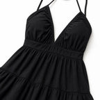 Women's halter mini dress in Black detail view