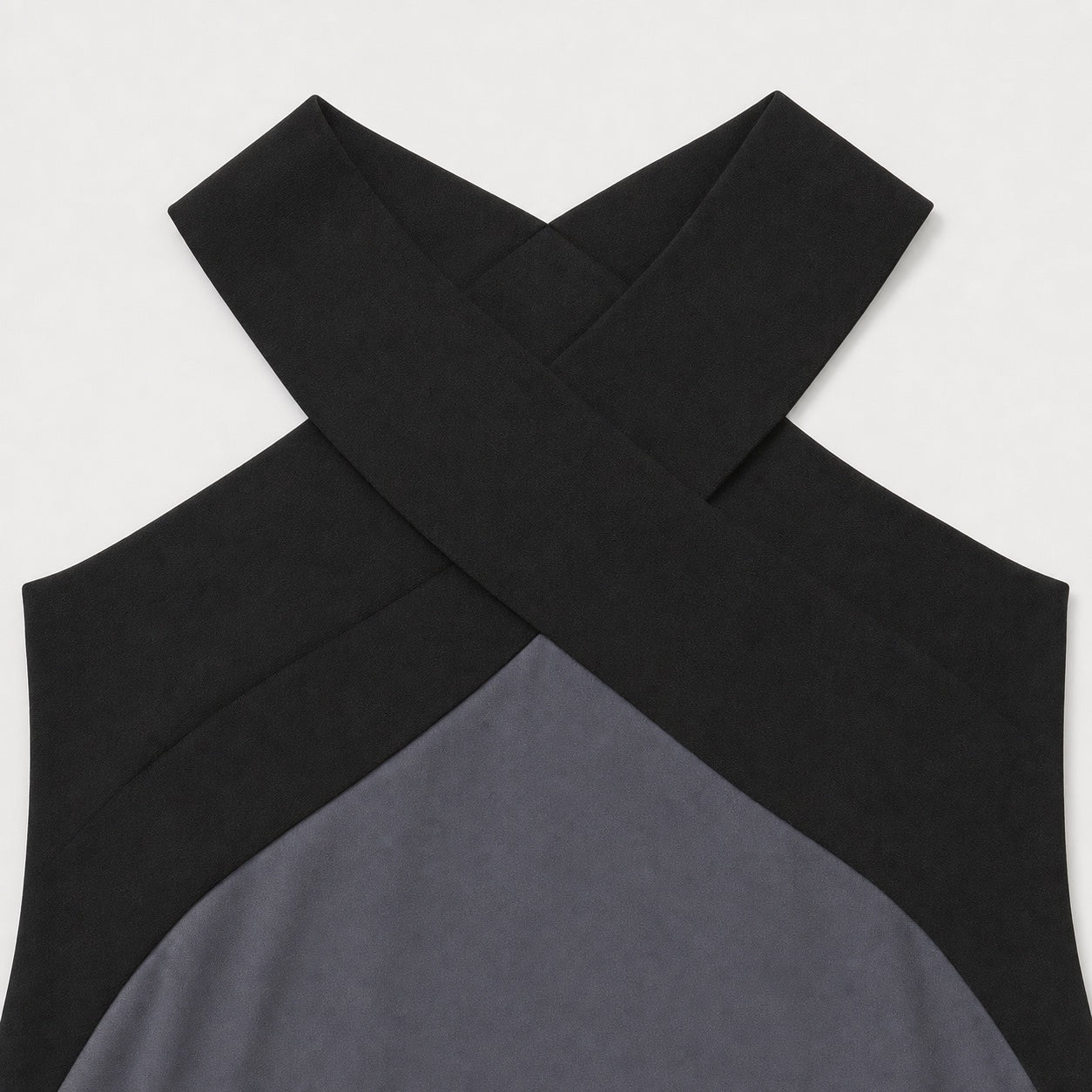 Women's Colour-Block Cross-Neck Maxi Dress Sleeveless Relaxed Fit - Grey