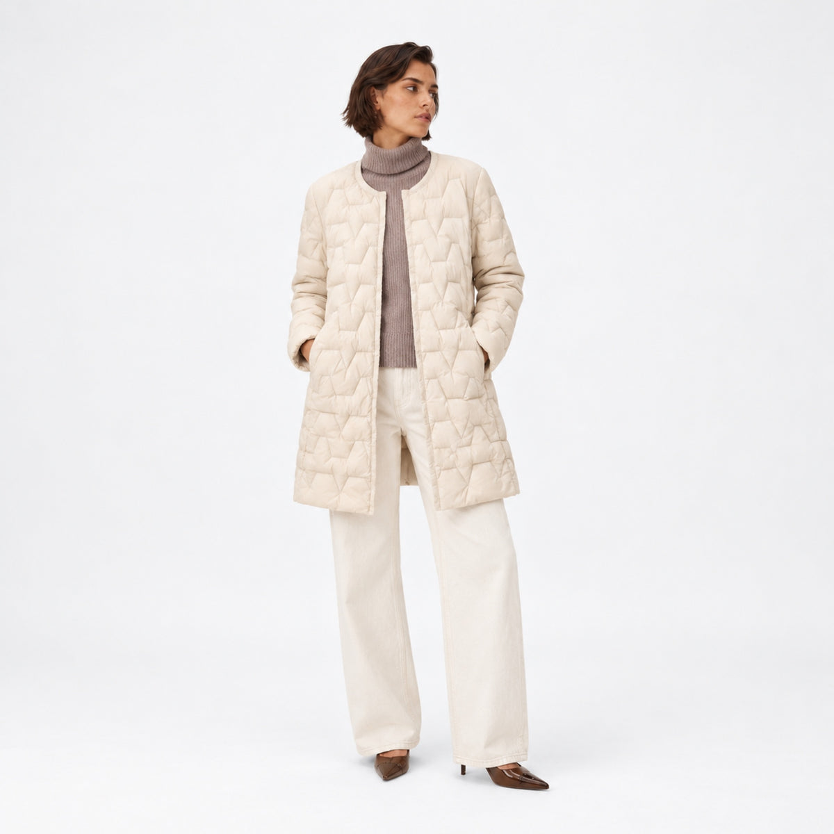 Women’s Quilted Collarless Overcoat Star Quilt Pattern
