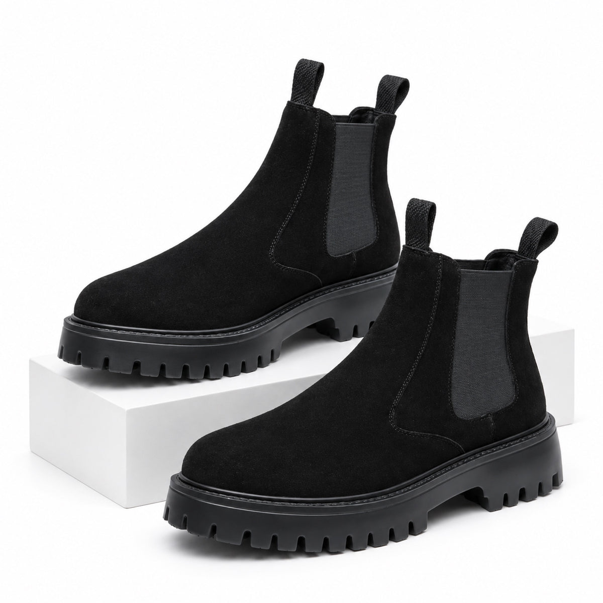 Men's Suede-Look Chelsea Boots Lug Sole Regular Fit