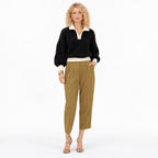 Women's Fluffy Half-Zip Jumper Contrast Trim Relaxed Fit