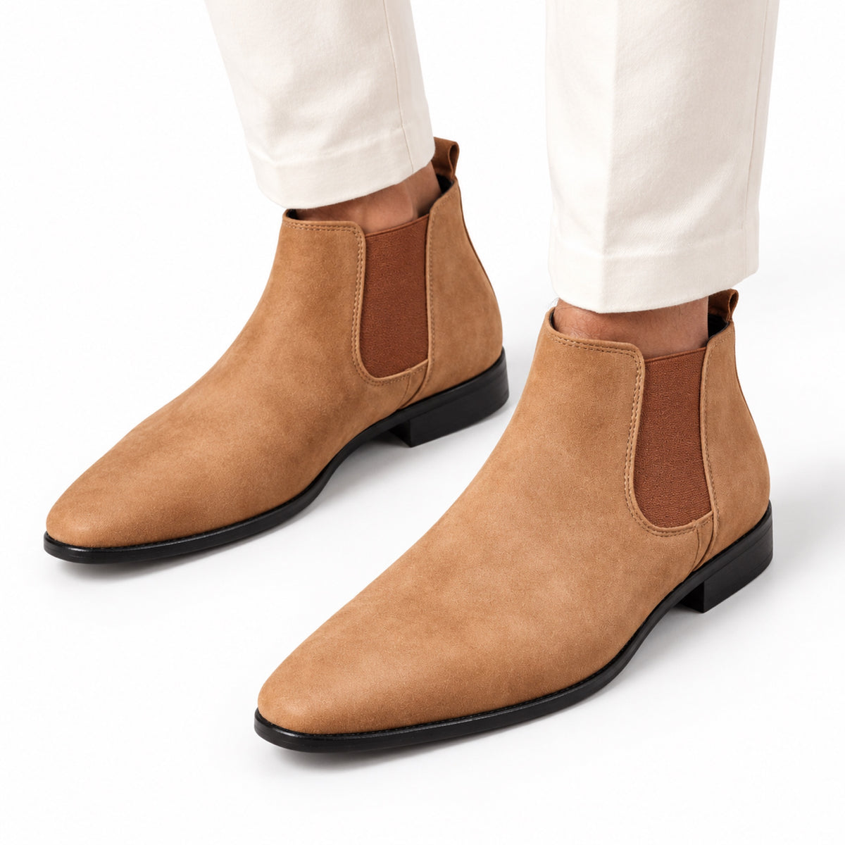 Men's Suede-Look Chelsea Boots Almond Toe Regular Fit