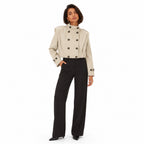 Women's Cropped Trench Jacket Stand Collar Relaxed Fit