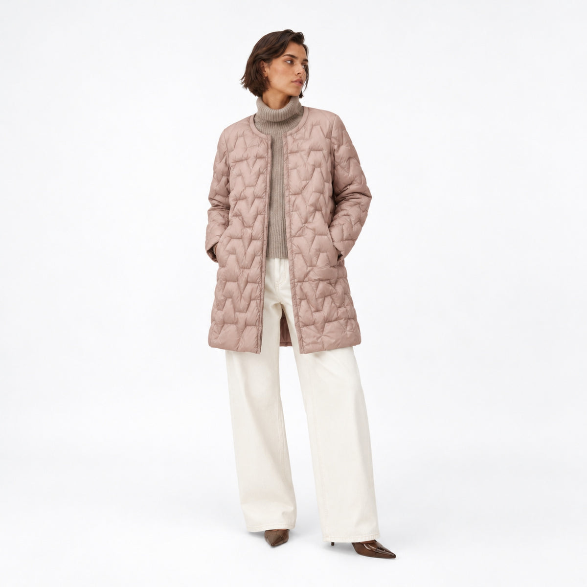 Women’s Quilted Collarless Overcoat Star Quilt Pattern