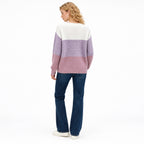 Women's colour block boat neck jumper in Purple - back view