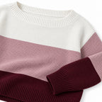 Women's colour block boat neck jumper in Red - knit detail