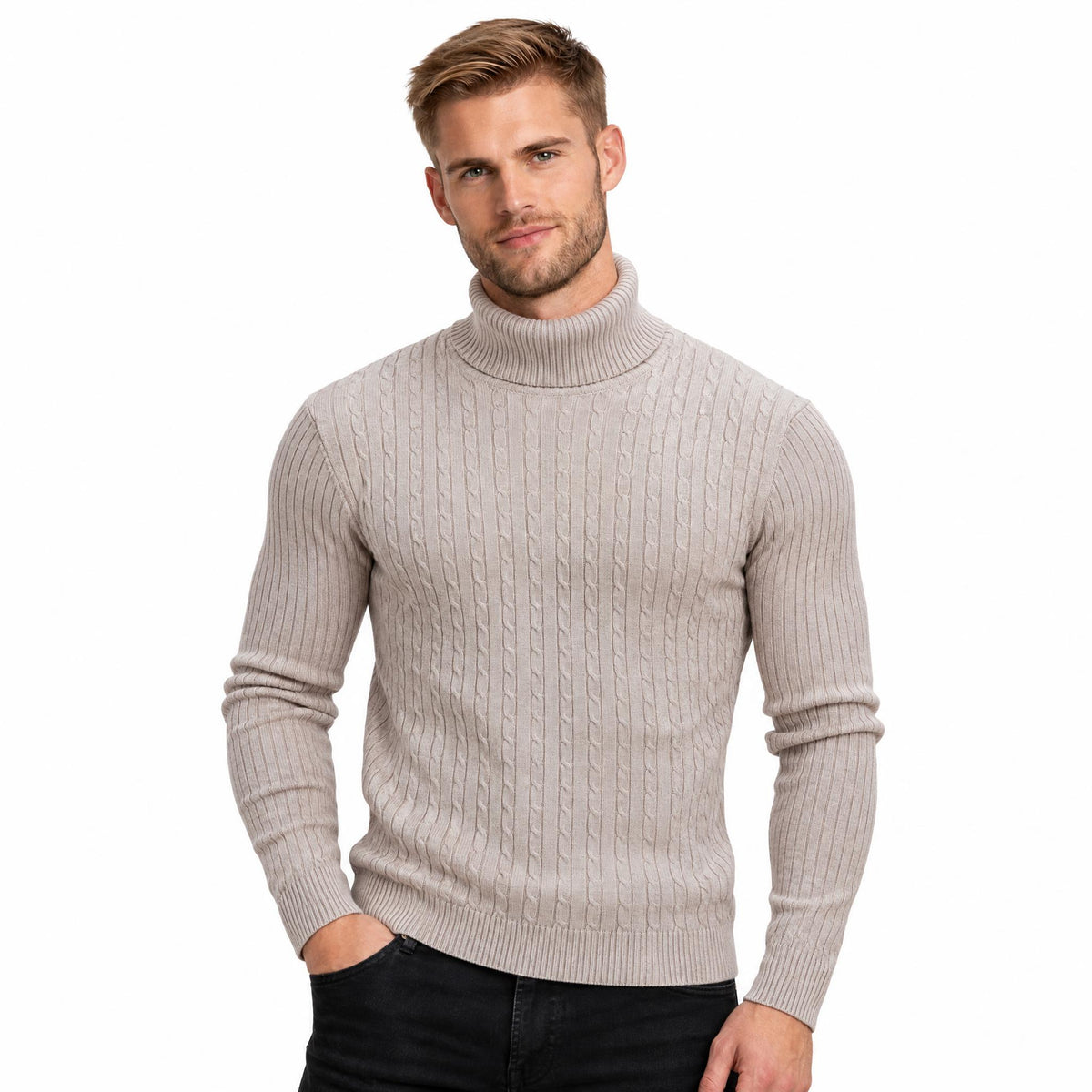 Men's Knit Jumper Slim Fit — Beige — view 1