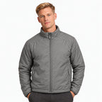 Men's Zip-Up Coat with Front Pockets — Grey — view 1