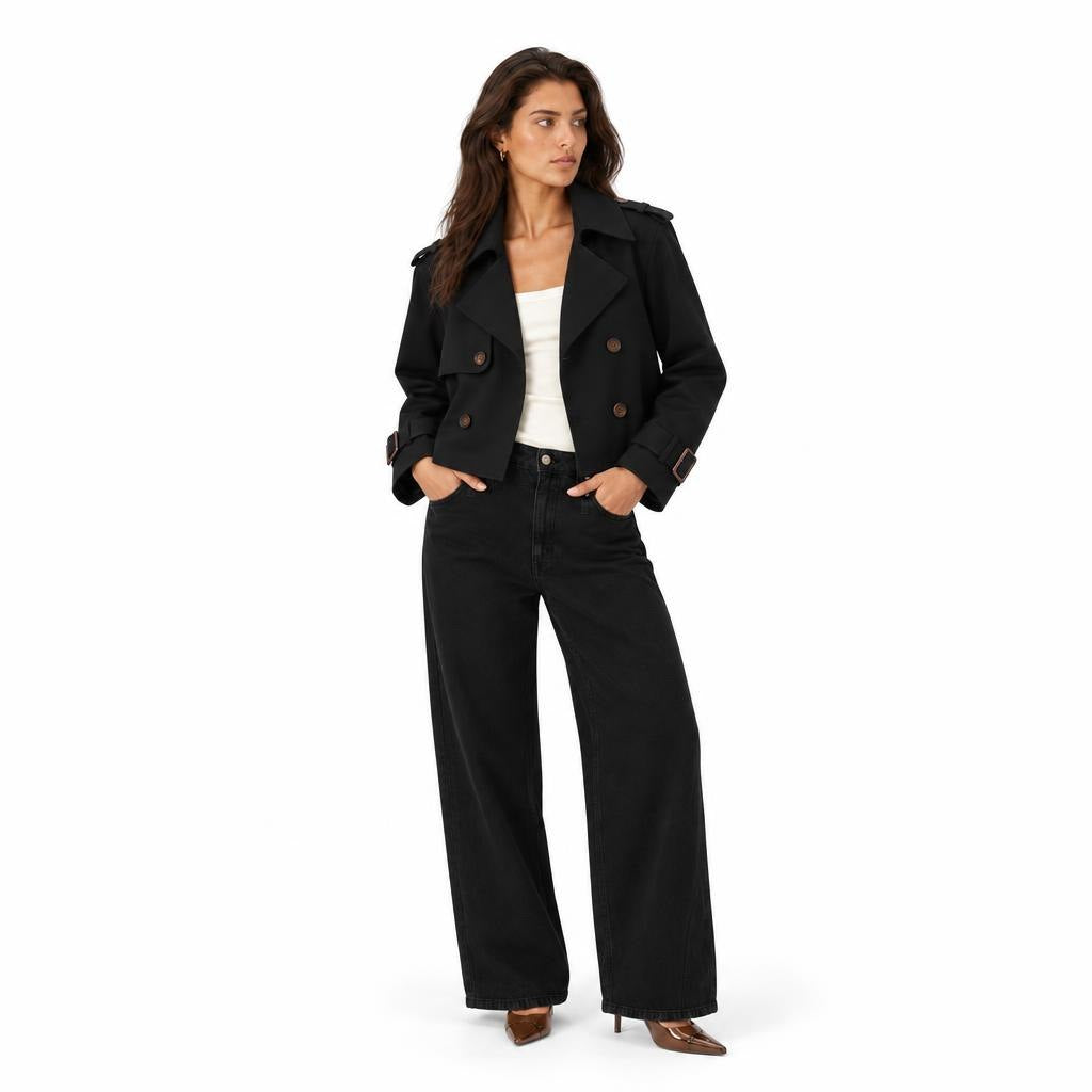Women's Trench Pea Coat Double-Breasted