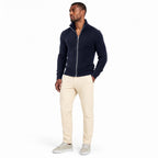 Men's Knit Zip-Up Cardigan with Turtleneck — Navy Blue — view 2