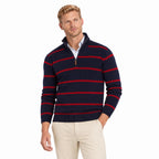Men's Wool Knit Zip-Up Long Sleeve Jumper with Knitted Sleeves and Stand Collar — Baolan Red — view 2