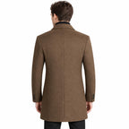 Men's Wool Single-Breasted Coat with Front Pockets and Lapel Collar — Camel coffee — view 3