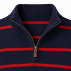 Men's Wool Knit Zip-Up Long Sleeve Jumper with Knitted Sleeves and Stand Collar — Baolan Red — view 4
