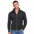 Men's Knit Zip-Up Cardigan with Turtleneck — Dark Grey — view 1
