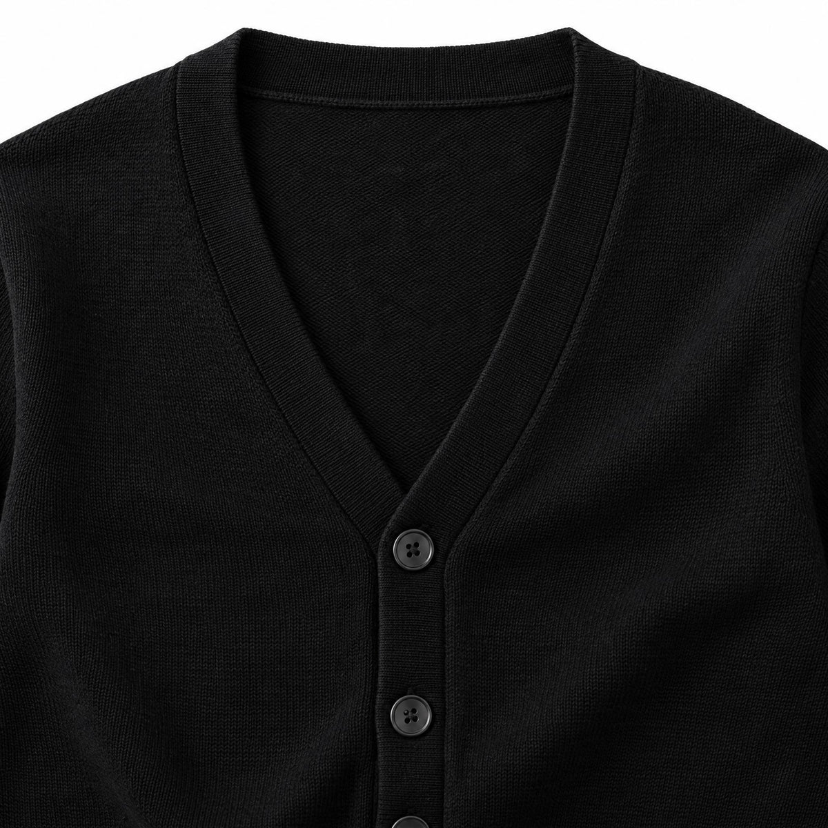 Men's Knit Cardigan with Button Front and V-Neck — Black — view 4