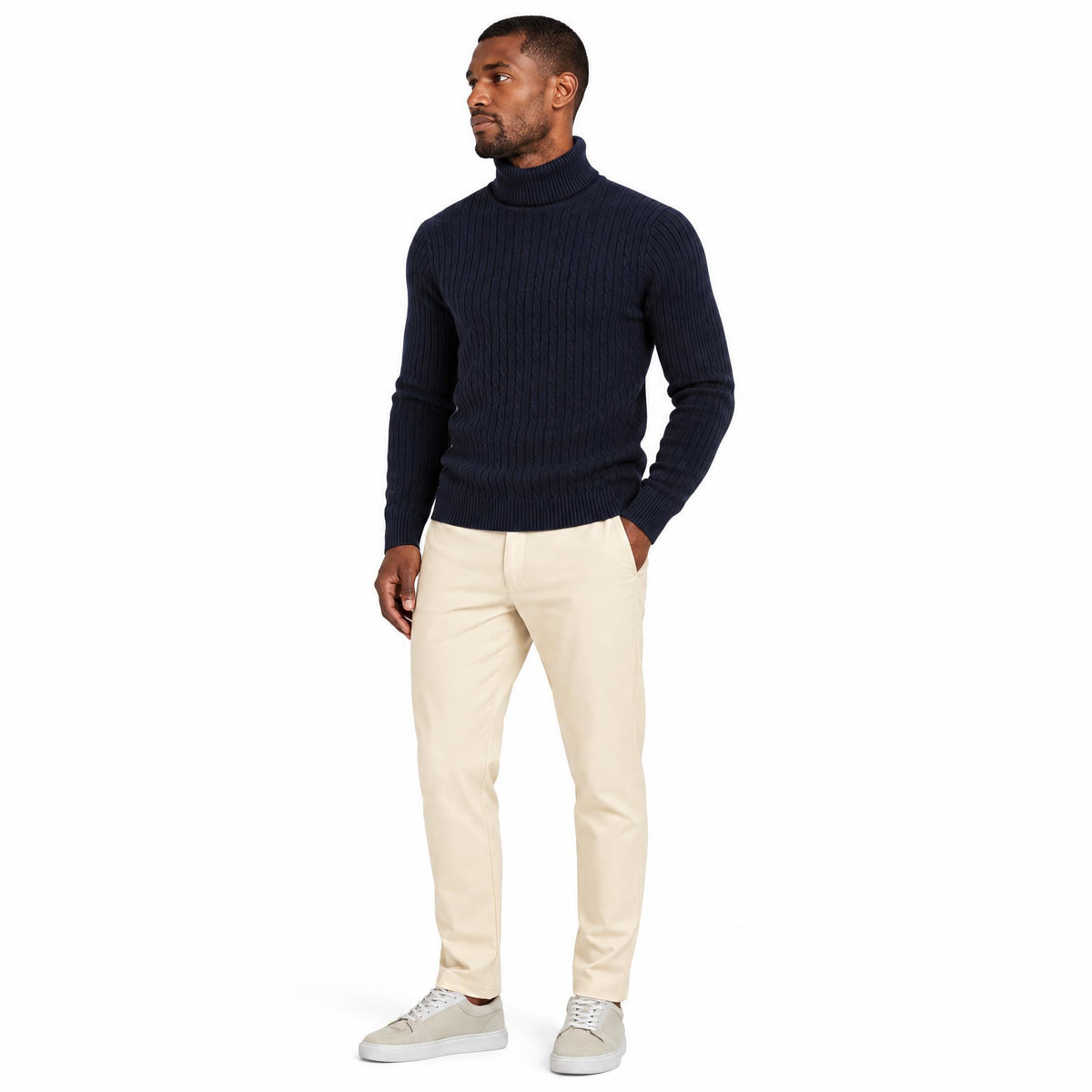 Men's Knit Jumper Slim Fit — Navy Blue — view 2