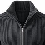 Men's Knit Zip-Up Cardigan with Turtleneck — Dark Grey — view 4